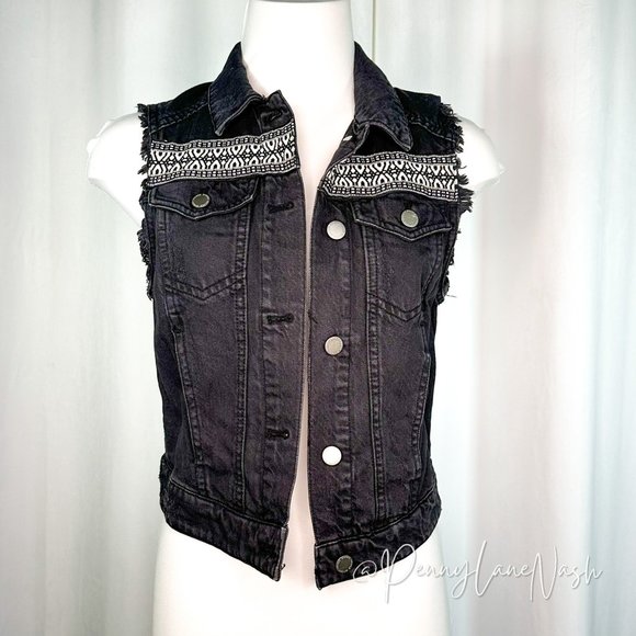 H&M Coachella Denim Embroidered Boho Vest Waistcoat - Picture 2 of 10